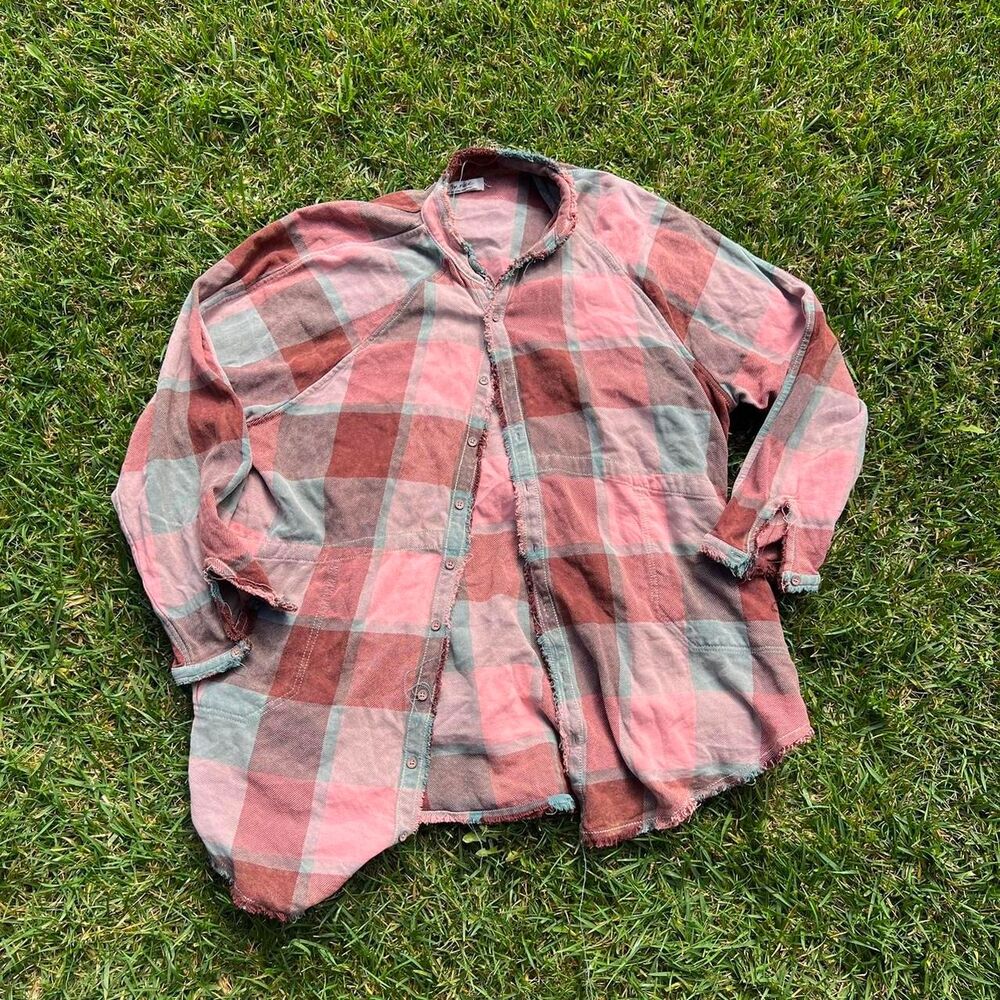 Free people oversized flannel red women’s size L